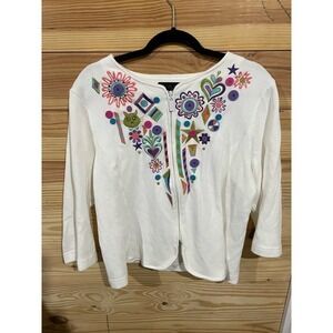 Bob Mackie Wearable Art Zip Up Sweater, size XL